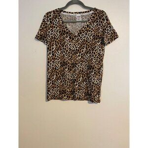 Victoria's Secret Pink Top Women XS Leopard Print V-Neck Loungewear Casual Comfy